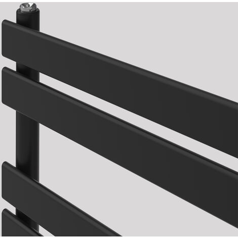 Black Flat Panel Electric Heated Warming Towel Rail 800x450mm