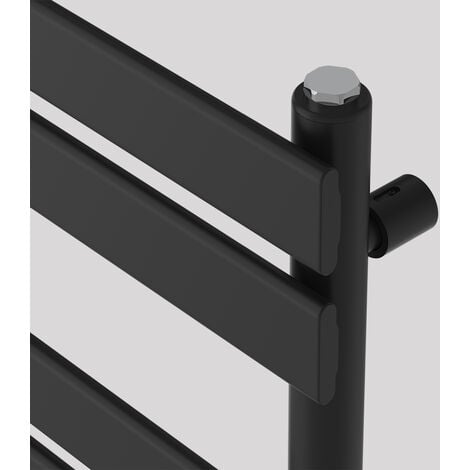 Black Flat Panel Electric Heated Warming Towel Rail 800x450mm