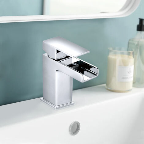 Aquariss Modern Bathroom Waterfall Mono Basin Mixer Tap Chrome