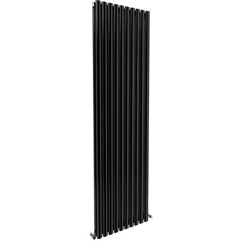 Warmehaus Oval Panel Radiator Black Vertical Double 1800x590mm (1/3)