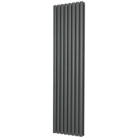 Warmehaus Oval Anthracite Radiator Vertical Double 1600x472mm