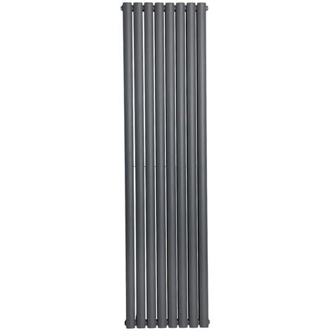 Warmehaus Oval Anthracite Radiator Vertical Double 1600x472mm