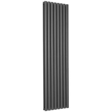 Warmehaus Oval Anthracite Radiator Vertical Double 1600x472mm