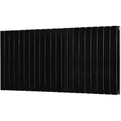 Warmehaus Flat Panel Black Radiator Horizontal Double 600x1428mm