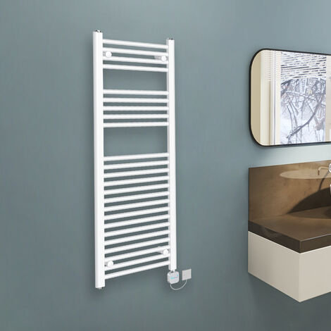 WarmeHaus Bluetooth Thermostatic Electric Heated Towel Rail Straight White 1200 x 450mm 600w