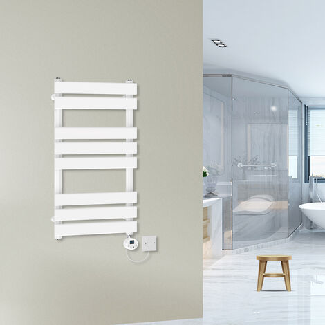 Prefilled Flat Electric Towel Rail Thermostatic White 800x450mm