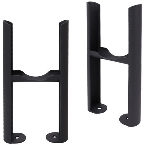 Traditional Radiator Floor Mounting Legs 2PC Set 3 Column Black