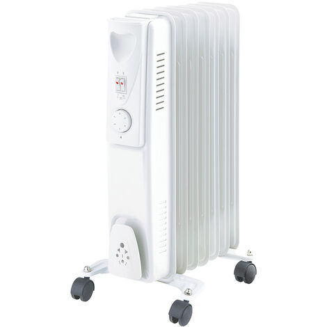 WarmeHaus Oil Filled Radiator Portable Electric Heater- 3 Heat Settings - Adjustable Temperature Thermostat - Safety Cut-Off - White 7 Fin - 1500W (1/5)