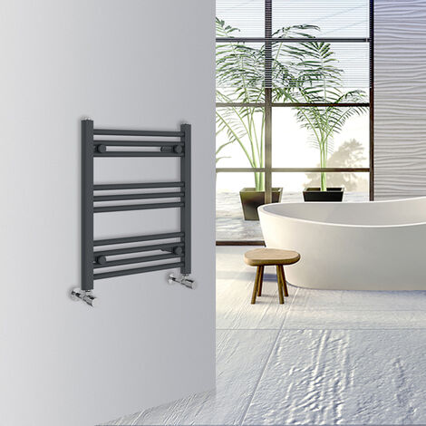 Warmehaus Straight Bathroom Heated Towel Rail Warmer Radiator Central Heating 600x500mm Anthracite