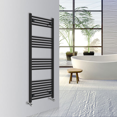 Warmehaus Straight Bathroom Heated Towel Rail Warmer Radiator Central Heating 1400x500mm Black