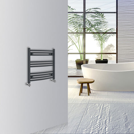 WarmeHaus Curved Bathroom Heated Towel Rail 600x600mm Anthracite (1/5)