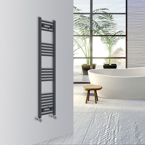 Warmehaus Straight Bathroom Heated Towel Rail Warmer Radiator Central Heating 1400x300mm Anthracite