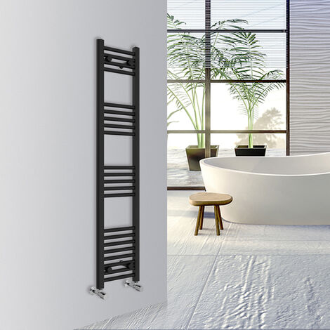 Warmehaus Straight Bathroom Heated Towel Rail Warmer Radiator Central Heating 1400x300mm Black