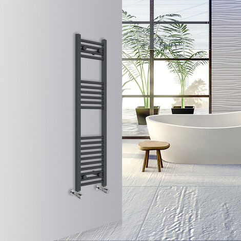 Warmehaus Straight Bathroom Heated Towel Rail Warmer Radiator Central Heating 1200x300mm Anthracite