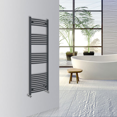 WarmeHaus Curved Bathroom Heated Towel Rail 1600x500mm Anthracite (1/5)