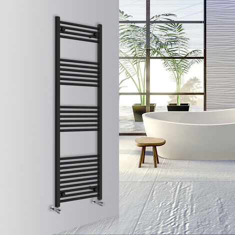 Warmehaus Straight Bathroom Heated Towel Rail Warmer Radiator Central Heating 1600x500mm Black