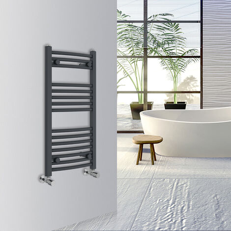 WarmeHaus Curved Bathroom Heated Towel Rail 800x400mm Anthracite