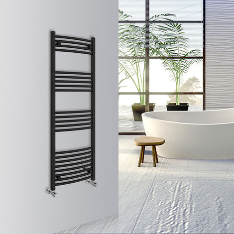 WarmeHaus Curved Bathroom Heated Towel Rail 1400x500mm Black