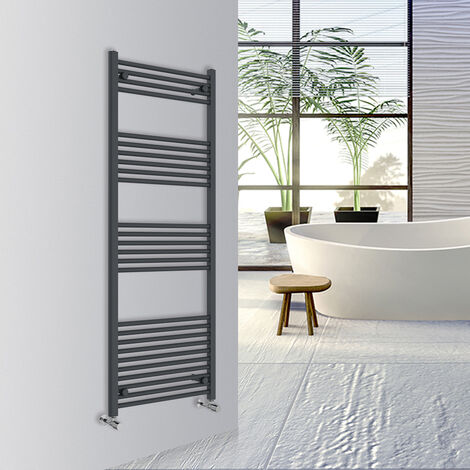 Warmehaus Straight Bathroom Heated Towel Rail Warmer Radiator Central Heating 1600x600mm Anthracite