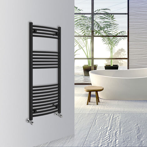 WarmeHaus Curved Bathroom Heated Towel Rail 1200x500mm Black