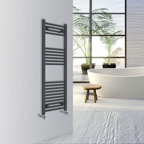 Warmehaus Straight Bathroom Heated Towel Rail Warmer Radiator Central Heating 1200x400mm Anthracite
