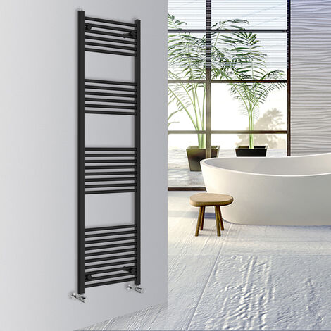 Warmehaus Straight Bathroom Heated Towel Rail Warmer Radiator Central Heating 1800x500mm Black