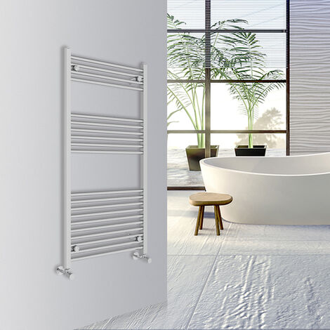 Warmehaus Straight Bathroom Heated Towel Rail Warmer Radiator Central Heating 1200x600mm Chrome