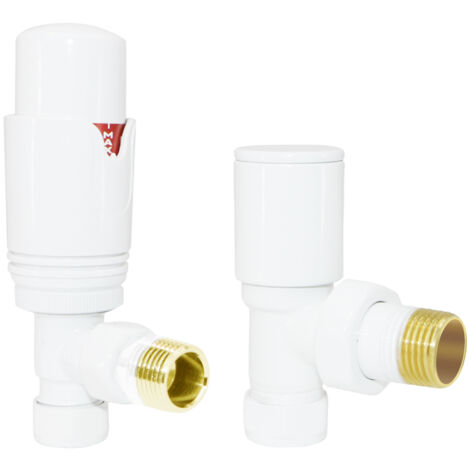Warmehaus Thermostatic Radiator Valves 15mm TRV Angled White
