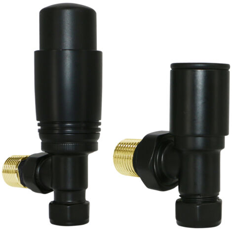 Warmehaus Thermostatic Radiator Valves 15mm TRV Angled Black