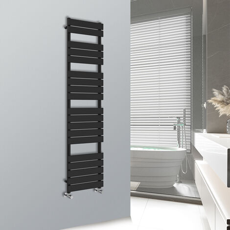 WarmeHaus Minimalist Heated Towel Rail Radiator Bathroom Flat Panel Black 1800x450mm