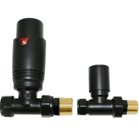 Warmehaus Thermostatic Radiator Valves 15mm TRV Straight Black