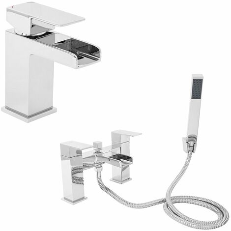 Mono Basin Mixer Tap & Bath Mixer Tap with Handheld Shower Set