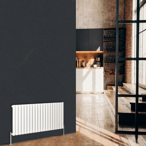 Warmehaus Horizontal Oval Panel Single Radiator White 600x1181mm (1/5)