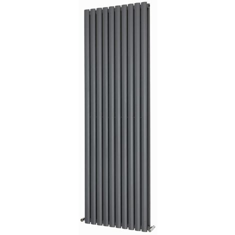 Warmehaus Vertical Radiator Oval Double Anthracite 1800 x 591mm