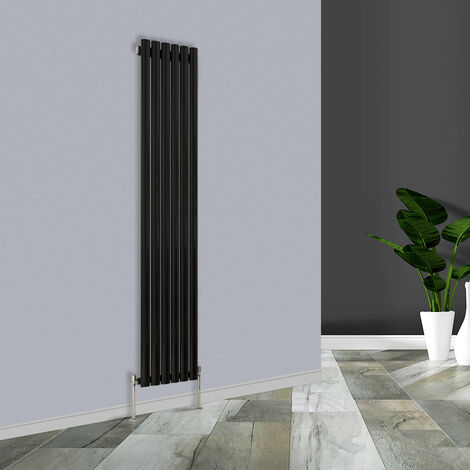 Warmehaus Black Vertical Single Oval Panel Radiator 1800x354mm (1/5)