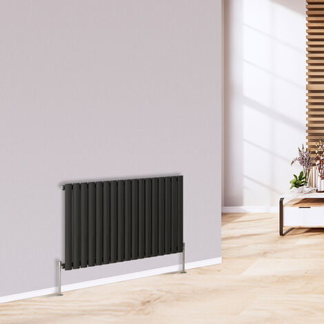 Warmehaus Horizontal Radiator Oval Single Anthracite 600 x 1004mm (1/5)