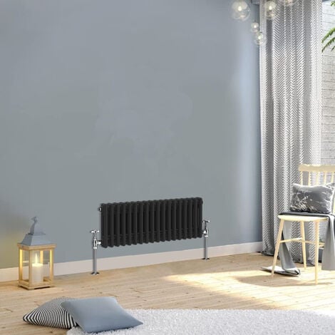 Warmehaus Traditional Double Column Black Radiator 300x830mm