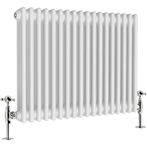 Warmehaus Traditional Radiator Triple Column White Horizontal Cast Iron ...