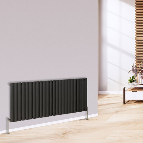Warmehaus Horizontal Radiator Oval Single Anthracite 600 x 1417mm (1/5)