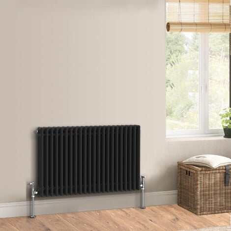 Warmehaus Traditional Radiator Triple Column Black Horizontal Cast Iron ...