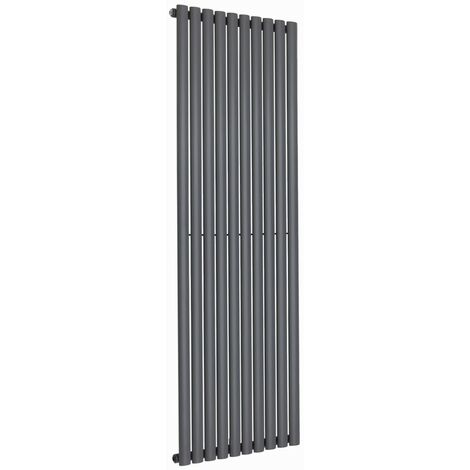 Warmehaus Vertical Radiator Oval Single Anthracite 1800 x 591mm