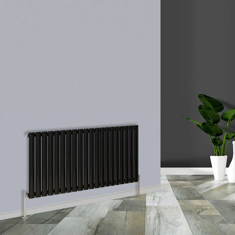 Warmehaus Black Radiator Horizontal Oval Single Panel 600x1180mm (1/5)