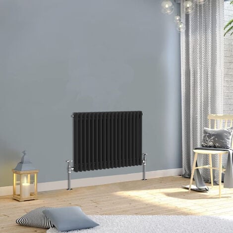 Warmehaus Traditional Double Column Black Radiator 600x830mm