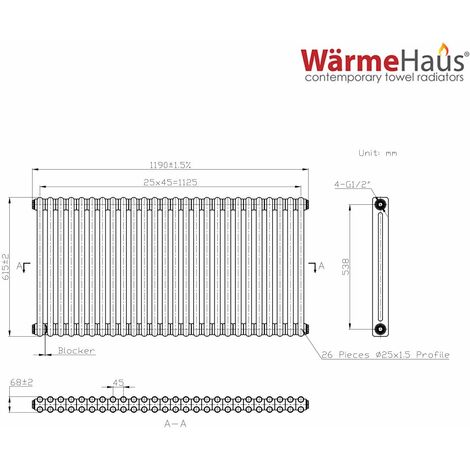 Warmehaus Traditional Double Column Black Radiator 600x1190mm