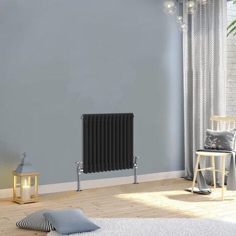 Warmehaus Traditional Double Column Black Radiator 600x605mm