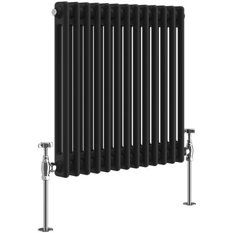 Warmehaus Traditional Double Column Black Radiator 600x605mm