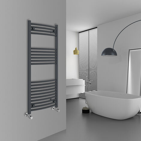 WarmeHaus Curved Anthracite Bathroom Ladder Radiator 1200x500mm (1/5)