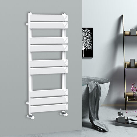 WarmeHaus Flat Panel Bathroom Heated Towel Rail Radiator Ladder White ...