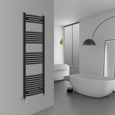 WarmeHaus Curved Black Bathroom Ladder Radiator 1600x500mm