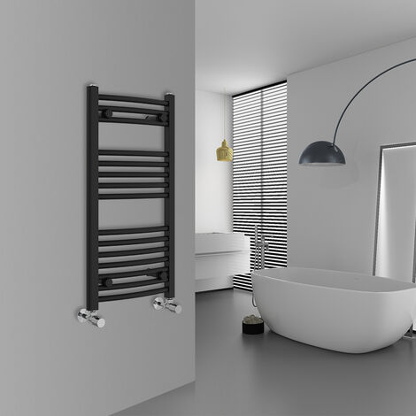 WarmeHaus Curved Black Bathroom Ladder Radiator 800x400mm